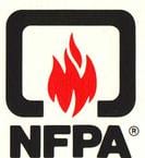 A black and white logo of the national fire protection association.